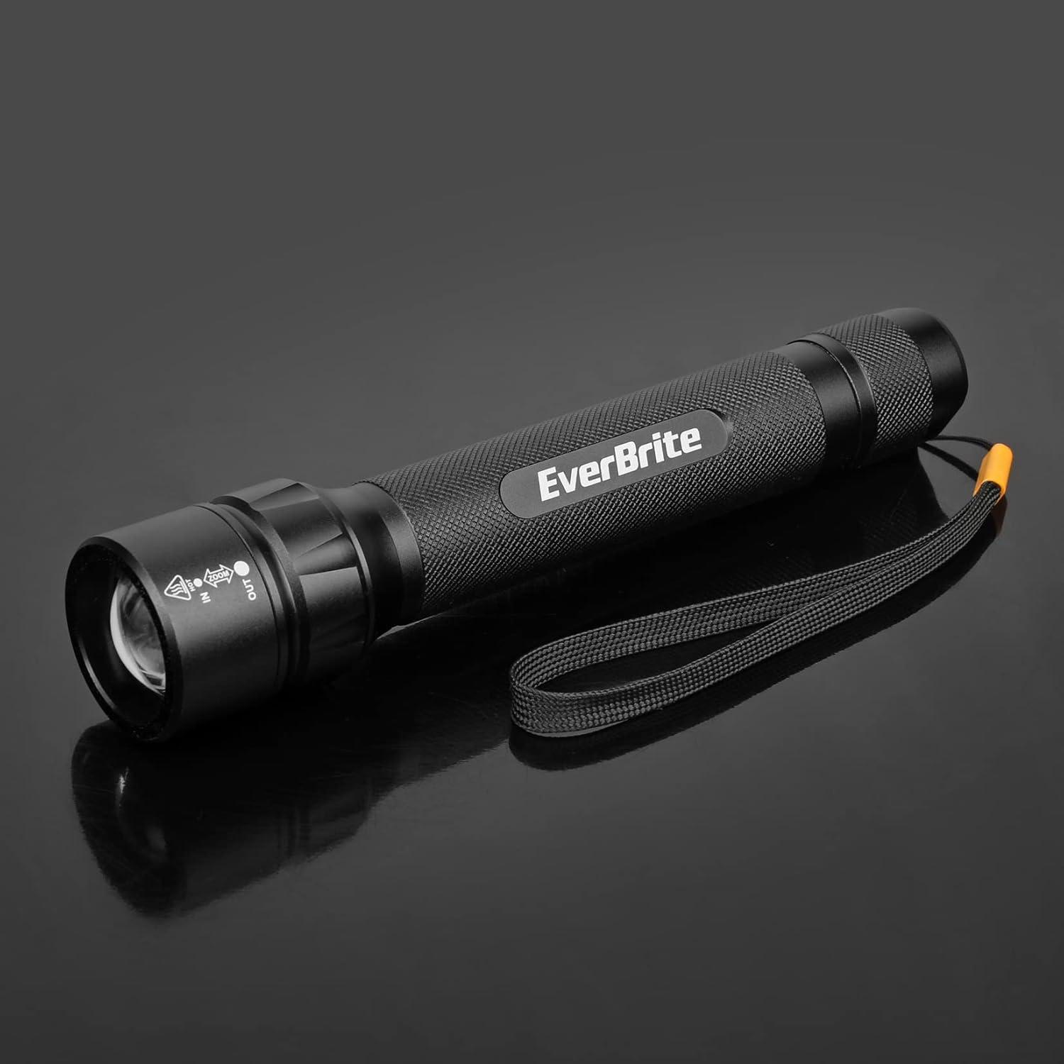 image:imageEverBrite Ultra Bright Tactical Flashlight 600 Lumen Zoomable Adjustable Focus 4 Light Modes HeavyDuty Aluminum Flashlight for Hurricane Supplies Camping 3C Alkaline Batteries Included