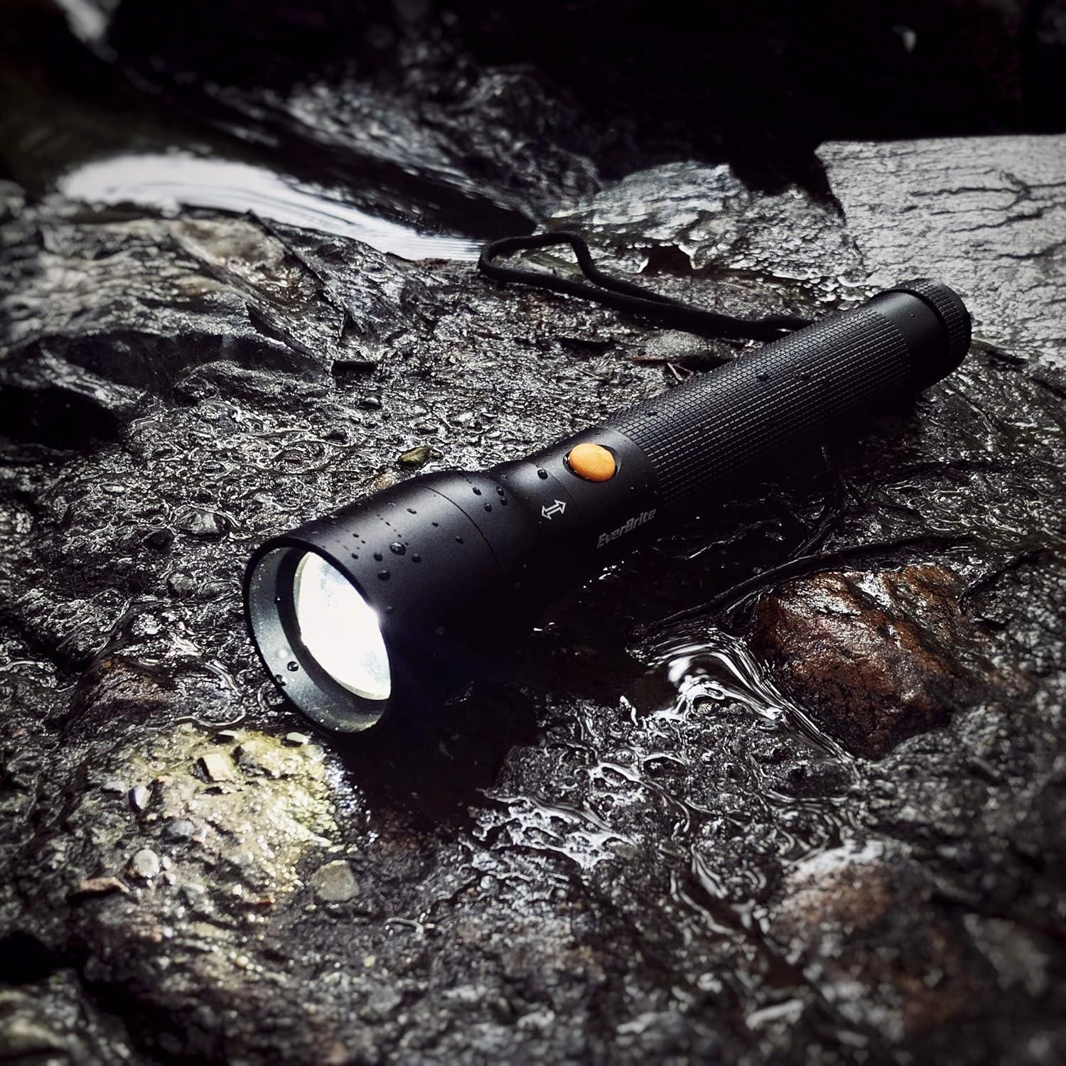 image:imageEverBrite Ultra Bright Tactical Flashlight 900 Lumen Zoomable Adjustable Focus 3 Light Modes HeavyDuty Aluminum Torch for Hurricane Supplies Camping Includes 3C Alkaline BatteriesBlack