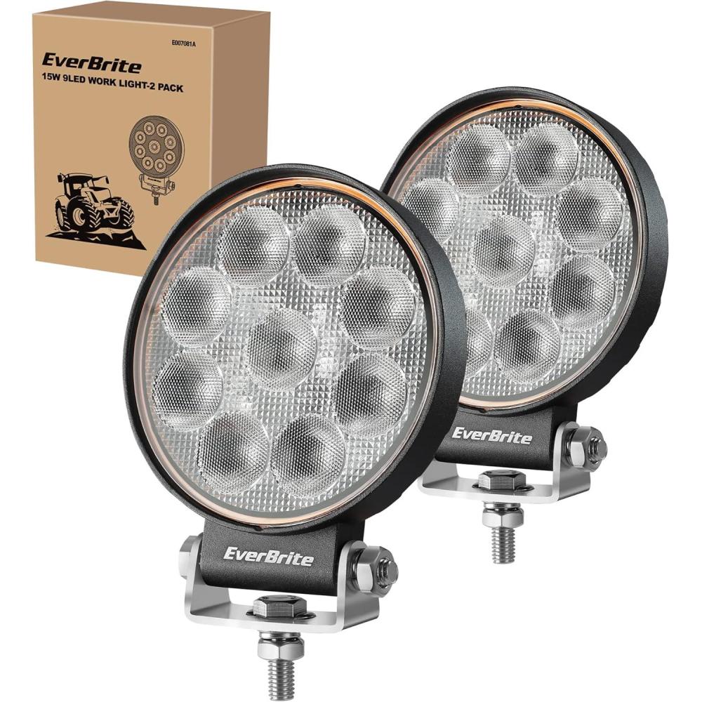 image:imageEverBrite 2Pack Led Pods 412Inch 30W Round Flood Lights OffRoad Led Fog Lights Work Lights IP67 Waterproof Car Light for ATV UTV SUV Truck Jeep