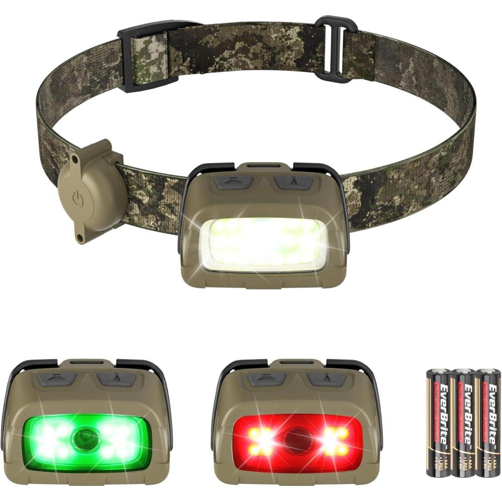 image:imageEverBrite 300 Lumens Headlamp with RedGreenWhite Light Modes Tail Light Adjustable Headband For Trail Running Camping HikingCamo Green