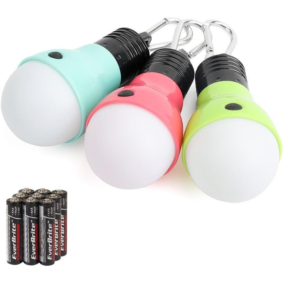 image:imageEverBrite 3Pack Camping Lights 3 Lighting Modes Outdoor Portable LED Bulbs Ideal for Kids Adventure Activities Camping Emergency and More 3 x AAA Batteries Included