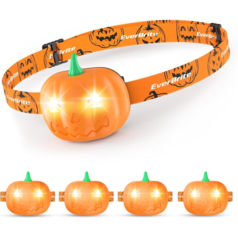 image:imageEverBrite Halloween Bat Headlamps Halloween Gifts3 Modes Head Lamps with WarmRedStrobe Lights Headlights for Halloween Party and Decorations 2 PackPumpkin Head 5PCS