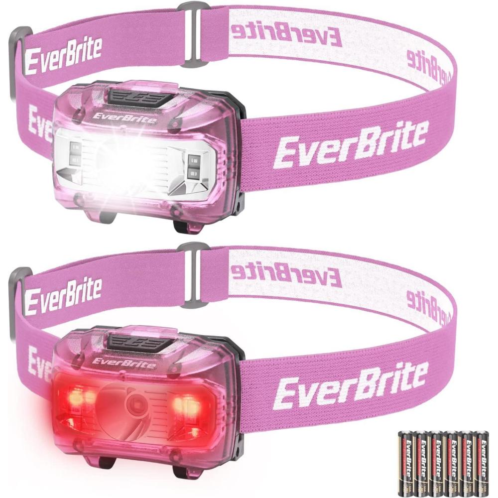 image:imageEverBrite Headlamp 2 Pack Kids Headlamp with Red Light and Memory Function Head Lamp for Adults and Kids with 5 Modes Bright Headlamps for Camping Running Christmas Gifts Batteries IncludedPink