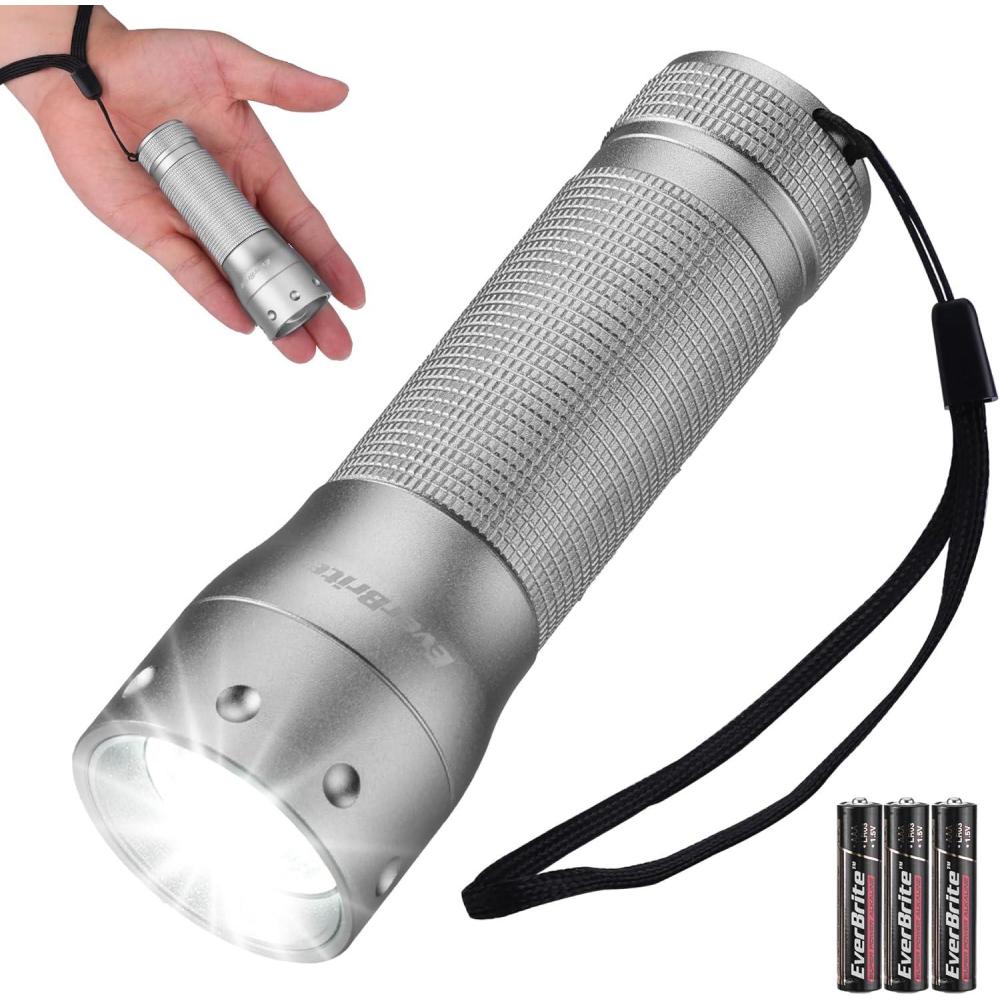 image:imageEverBrite Mini Flashlight Zoomable LED Flash Light 3 Modes 3AAA Batteries Included Handheld Small Flashlight for Camping Emergency Home Black Christmas GiftsGray