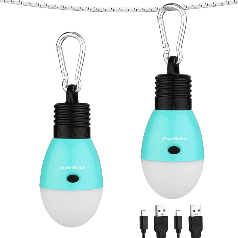 image:imageEverBrite Rechargeable Camping LightPortable Tent Lantern3 Lighting Modes Hanging Tent Light Bulbs with Clip Hook for Hiking Fishing Backpacking Emergency and MoreBlue2 PackBlue2 Pack