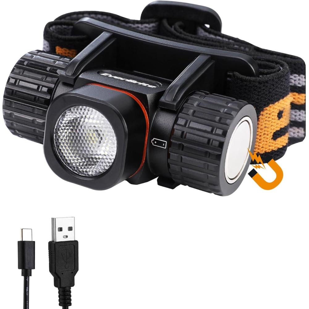 image:imageEverBrite Rechargeable Headlamp 1000 Lumen LED Rechargeable Headlight with 5 Light Modes Magnetic Base and Adjustable HeadstrapPerfect for Camping Hiking Caving FishingCompact Size