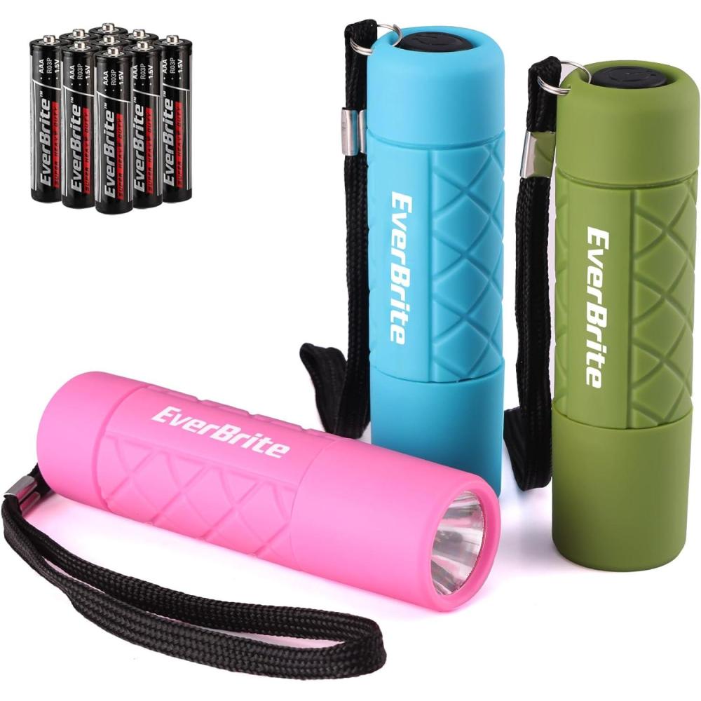 image:imageEverBrite UV Blacklight Flashlights 3Pack Set 9 LEDs 395nm Mini Black Light for Neon Glow Art Class Teaching Scorpions Pets Stains Urine 9 AAA Batteries IncludedE007123 Mix Color 3Pack