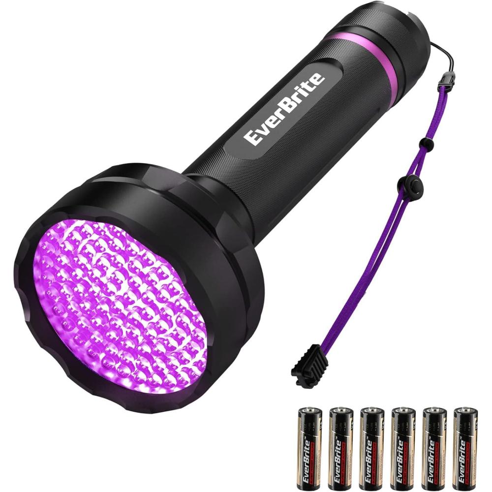 image:imageEverBrite UV Flashlight 100 LED Blacklight Flashlights 395nm Black Light Flashlight for Pet Urine Detection Scorpions Dry Stains Bed Bug Batteries Included