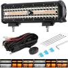 image:imageEverBrite 12 Inch 300W Light Bar Spot Flood WhiteAmberStrobe 6 Modes with Memory Function Off Road Fog Driving Work Light for Truck Car with 16AWG Wiring Harness Kit
