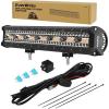 image:imageEverBrite 20Inch 420W Spot Flood ComboLight Bar Triple Row Car Led Lights OffRoad Wiring Harness and Remote IP67 Waterproof 6 Modes White amp Amber LED for Truck ATV UTV SUV