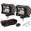 image:imageEverBrite 2PCS 4 Inch 60W Led Pods Off Road Light Pods White Amber Strobe 6 Modes with Memory Function 12V Led Lights for Trucks Car ATV SUV Cabin Boat 16AWG Wiring Harness Kit