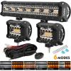 image:imageEverBrite 420W 20 Inch Led Pods 2PCS 60W 4 Inch Led Pods White Amber Strobe 6 Modes with Memory Function Off Road 12V Led Lights for Trucks Car ATV SUV Cabin Boat 16AWG Wiring Harness Kit