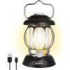image:imageEverBrite Camping Lantern Rechargeable Retro Metal Camping Light 4400mAh Battery Powered Hanging Vintage Camping Lamp 3 Light Modes Outdoor Tent Light Emergency Lantern for Power Outage  Black
