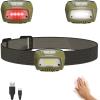 image:imageEverBrite Rechargeable Headlamp LED Bright Motion Sensor Head Lamp Flashlight with 6 Modes Adjustable Headlight for Adults with White Red Light Water Resistant Green for Hiking Running CampingGreen