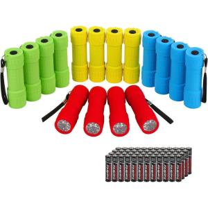 EverBrite 16-Pack Mini LED Flashlight Set, Small Flash Lights Assorted 4 Colors, 48 AAA Batteries Included, for Emergency, Camping, Hiking, Outdoor Activities, Bulk Holiday Gifts(16)