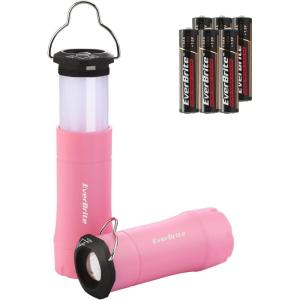 EverBrite 2-in-1 Mini Lanterns and Flashlights with 3 Modes, 2 Pack Portable Outdoor LED Zoomable Torches, Camping Essentials for Hurricane, Hiking, Night Walking, Emergency, Outdoor Lights(Pink)