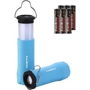 EverBrite 2-in-1 Mini Lanterns and Flashlights with 3 Modes, 2 Pack Portable Outdoor LED Zoomable Torches, Camping Essentials for Hurricane, Hiking, Night Walking, Emergency, Outdoor Lights(Blue)