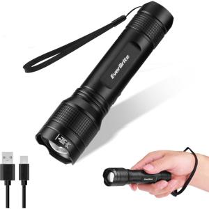 EverBrite 3000LM Rechargeable LED Flashlight – Super Bright & High Lumen Flashlight with 5 Modes, Memory Function, Power Indicator, Zoomable – Compact Small Light for Home, Hiking & Emergencies(3000 Lumens)