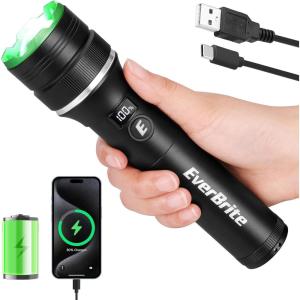 EverBrite 3000LM Rechargeable LED Flashlight – Super Bright & High Lumen Flashlight with 5 Modes, Memory Function, Power Indicator, Zoomable – Compact Small Light for Home, Hiking & Emergencies(1000 Lumens)