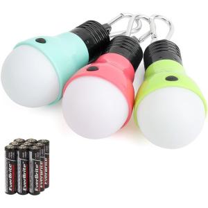 EverBrite 3-Pack Camping Lights – 3 Lighting Modes, Outdoor Portable LED Bulbs Ideal for Kids’ Adventure Activities, Camping, Emergency and More, 3 x AAA Batteries Included