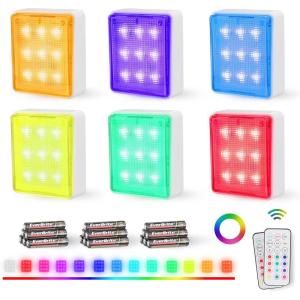EverBrite Closet Light, LED Tap Lights Push Lights with Remote Control, Battery Powered Stick On Lights for Kitchen, Cabinet, Under Counter, Bedroom (6PCS)(Multicolor)