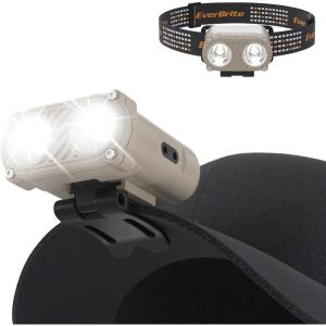 EverBrite Hat Lights Clip On Rechargeable Headlamp with Motion Sensor, 3 Models LED 180° Adjustable Head Lamp to Wear and Clip for Hard Hats, Outdoor Headlight with Red Light for Running, Camping