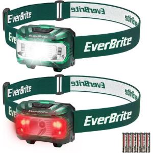 EverBrite Headlamp, 2 Pack Kids Headlamp with Red Light and Memory Function, Head Lamp for Adults and Kids with 5 Modes, Bright Headlamps for Camping, Running, Christmas Gifts, Batteries Included(Green)