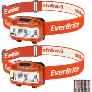 EverBrite Headlamp, 2 Pack Kids Headlamp with Red Light and Memory Function, Head Lamp for Adults and Kids with 5 Modes, Bright Headlamps for Camping, Running, Christmas Gifts, Batteries Included(Orange)