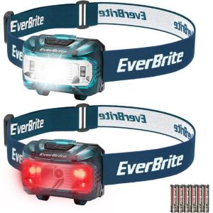 EverBrite Headlamp, 2 Pack Kids Headlamp with Red Light and Memory Function, Head Lamp for Adults and Kids with 5 Modes, Bright Headlamps for Camping, Running, Christmas Gifts, Batteries Included(Blue)