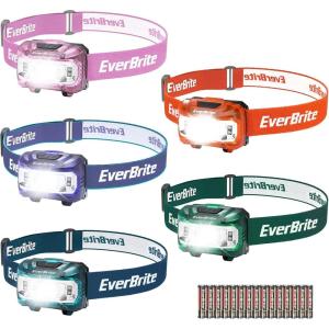 EverBrite Headlamp, 2 Pack Kids Headlamp with Red Light and Memory Function, Head Lamp for Adults and Kids with 5 Modes, Bright Headlamps for Camping, Running, Christmas Gifts, Batteries Included(Multicolor)