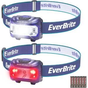 EverBrite Headlamp, 2 Pack Kids Headlamp with Red Light and Memory Function, Head Lamp for Adults and Kids with 5 Modes, Bright Headlamps for Camping, Running, Christmas Gifts, Batteries Included(Purple)