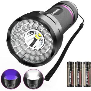 EverBrite LED Flashlight, Multifunctional Flashlight with UV and White Light, 395nm Black Light, 300 Lumens High Powered Flashlight for Camping, Emergencies, Pet Urine Stains, AA Batteries Included