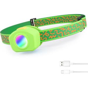 EverBrite LED Headlamp Rechargeable Kids Headlamp with RGB Mode and Adjustable Headband, 3 Modes Multicolor Headlamp for Camping, Reading, Exploring, Halloween, Christmas(Forest)