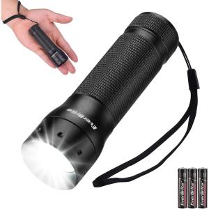EverBrite Mini Flashlight, Zoomable LED Flash Light, 3 Modes, 3AAA Batteries Included, Handheld Small Flashlight for Camping, Emergency, Home – Black, Christmas Gifts(Black)