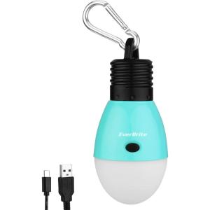 EverBrite Rechargeable Camping Light,Portable Tent Lantern,3 Lighting Modes, Hanging Tent Light Bulbs with Clip Hook for Hiking, Fishing, Backpacking, Emergency and More,Blue(2 Pack)(Blue)
