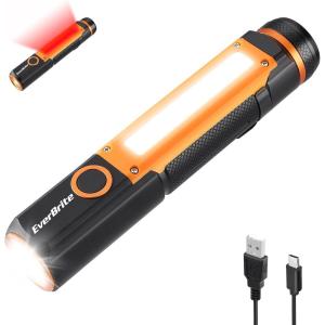 EverBrite Rechargeable LED Emergency Flashlight, 500 Lumens Pocket Flashlight, USB-C Cable, 7 Modes Handheld Flashlights with COB Sidelight, Magnetic Base, Pocket Clip, Light for Camping, Emergency