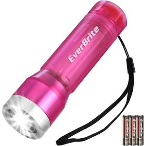 EverBrite Small Flashlight, Compact LED Flash Light with 3 Modes, 3 AAA Batteries Included, Water-Resistant Mini Flashlight for Home,Emergencies and Camping, Pink, 1 Pack(Pink)