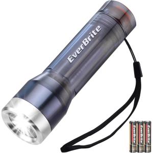EverBrite Small Flashlight, Compact LED Flash Light with 3 Modes, 3 AAA Batteries Included, Water-Resistant Mini Flashlight for Home,Emergencies and Camping, Pink, 1 Pack(Gray)