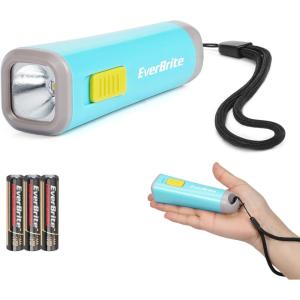 EverBrite Small Flashlight, Mini LED Flashlight, Plastic Torch Use for Emergencies, Camping, Outdoor with Lanyard 3AAA Battery Included, Blue(Blue)