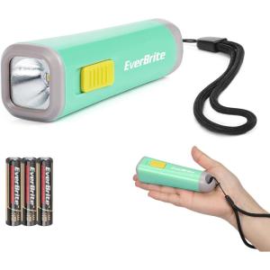 EverBrite Small Flashlight, Mini LED Flashlight, Plastic Torch Use for Emergencies, Camping, Outdoor with Lanyard 3AAA Battery Included, Blue(Green)