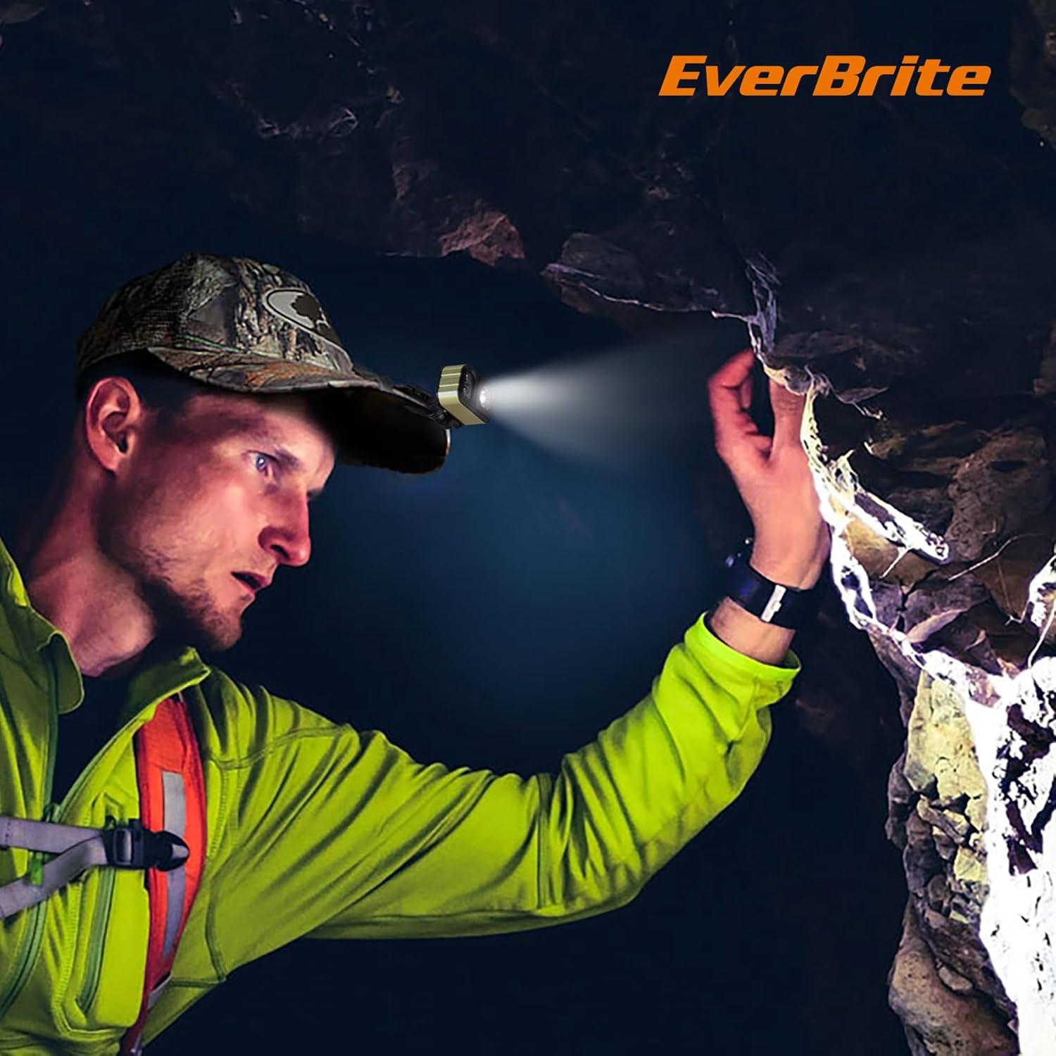 image:imageEverBrite 400LM Rechargeable Headlamp 159 oz Lightweight amp Comfortable Head Lamp with Hat Clip IP67 Waterproof WhiteRedGreen Light 7 Modes for Running Camping and BackpackingPurpleGreen