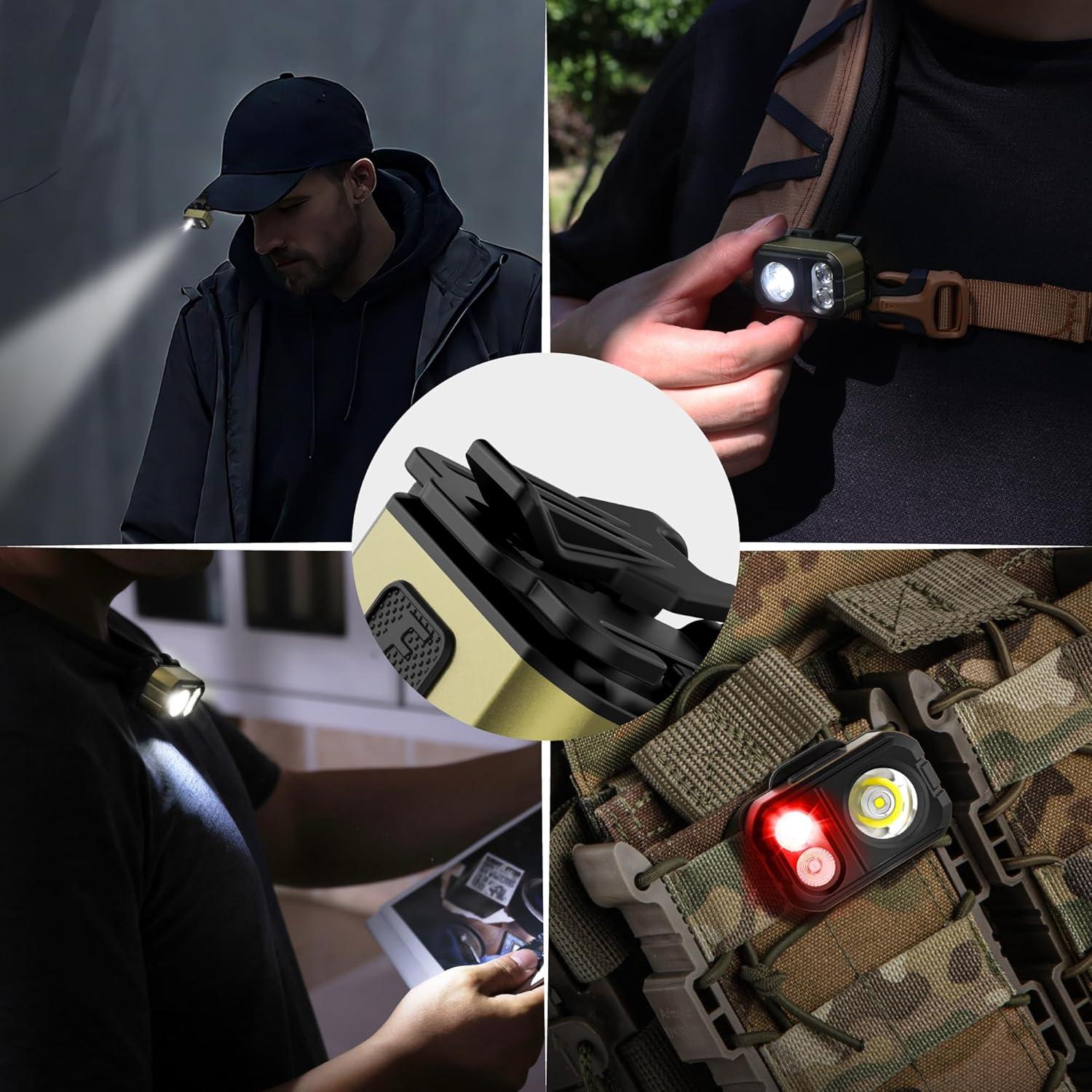 image:imageEverBrite 400LM Rechargeable Headlamp 159 oz Lightweight amp Comfortable Head Lamp with Hat Clip IP67 Waterproof WhiteRedGreen Light 7 Modes for Running Camping and BackpackingPurpleGreen