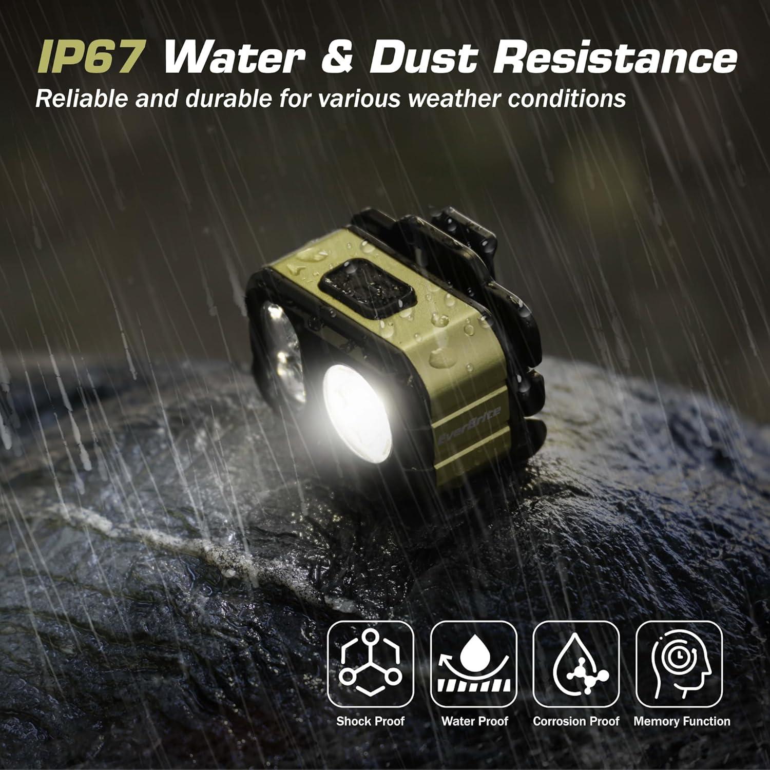 image:imageEverBrite 400LM Rechargeable Headlamp 159 oz Lightweight amp Comfortable Head Lamp with Hat Clip IP67 Waterproof WhiteRedGreen Light 7 Modes for Running Camping and BackpackingPurpleGreen