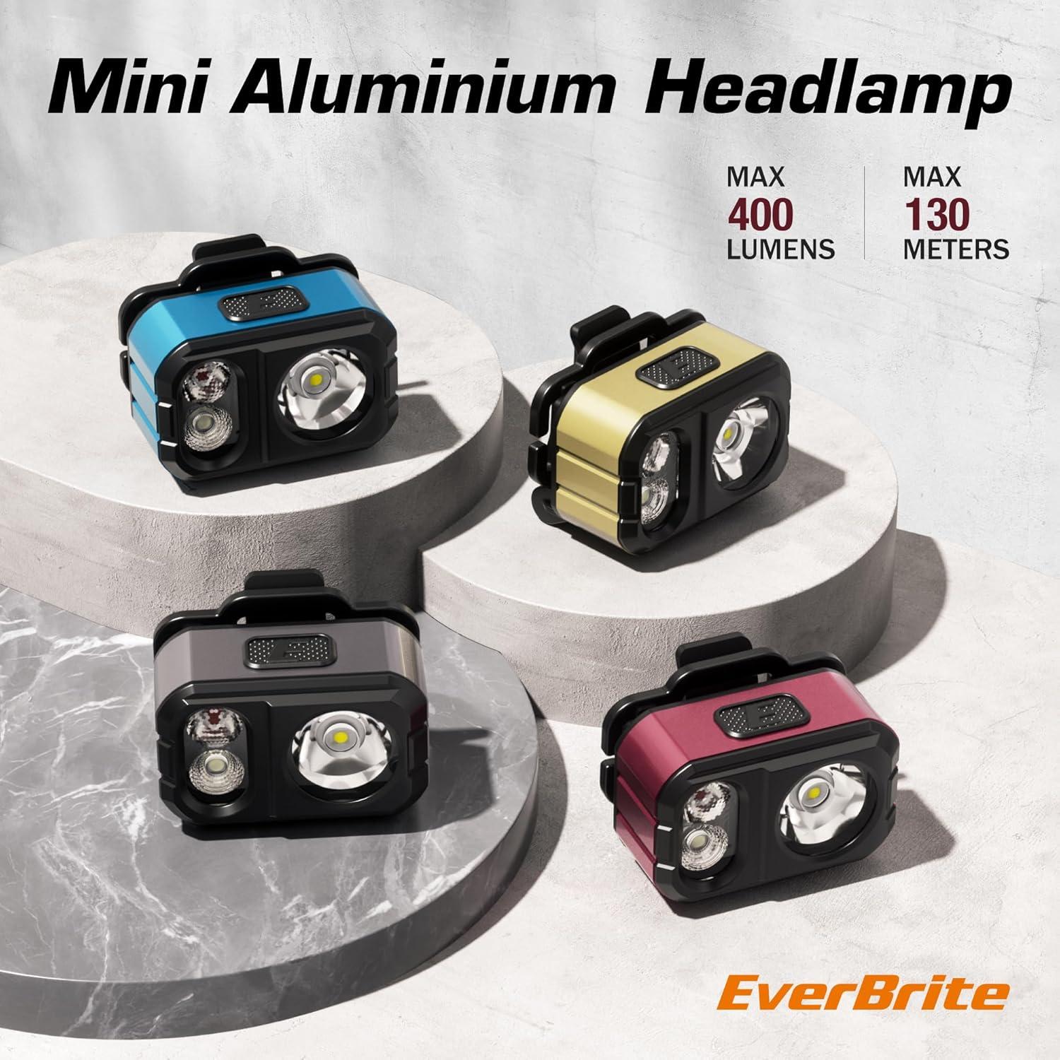 image:imageEverBrite 400LM Rechargeable Headlamp 159 oz Lightweight amp Comfortable Head Lamp with Hat Clip IP67 Waterproof WhiteRedGreen Light 7 Modes for Running Camping and BackpackingPurplePurple