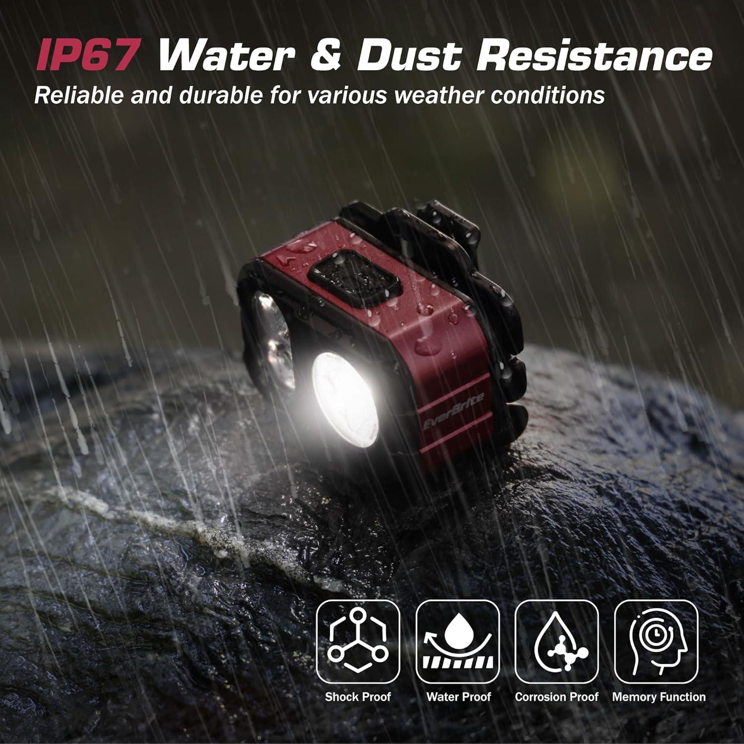 image:imageEverBrite 400LM Rechargeable Headlamp 159 oz Lightweight amp Comfortable Head Lamp with Hat Clip IP67 Waterproof WhiteRedGreen Light 7 Modes for Running Camping and BackpackingPurplePurple
