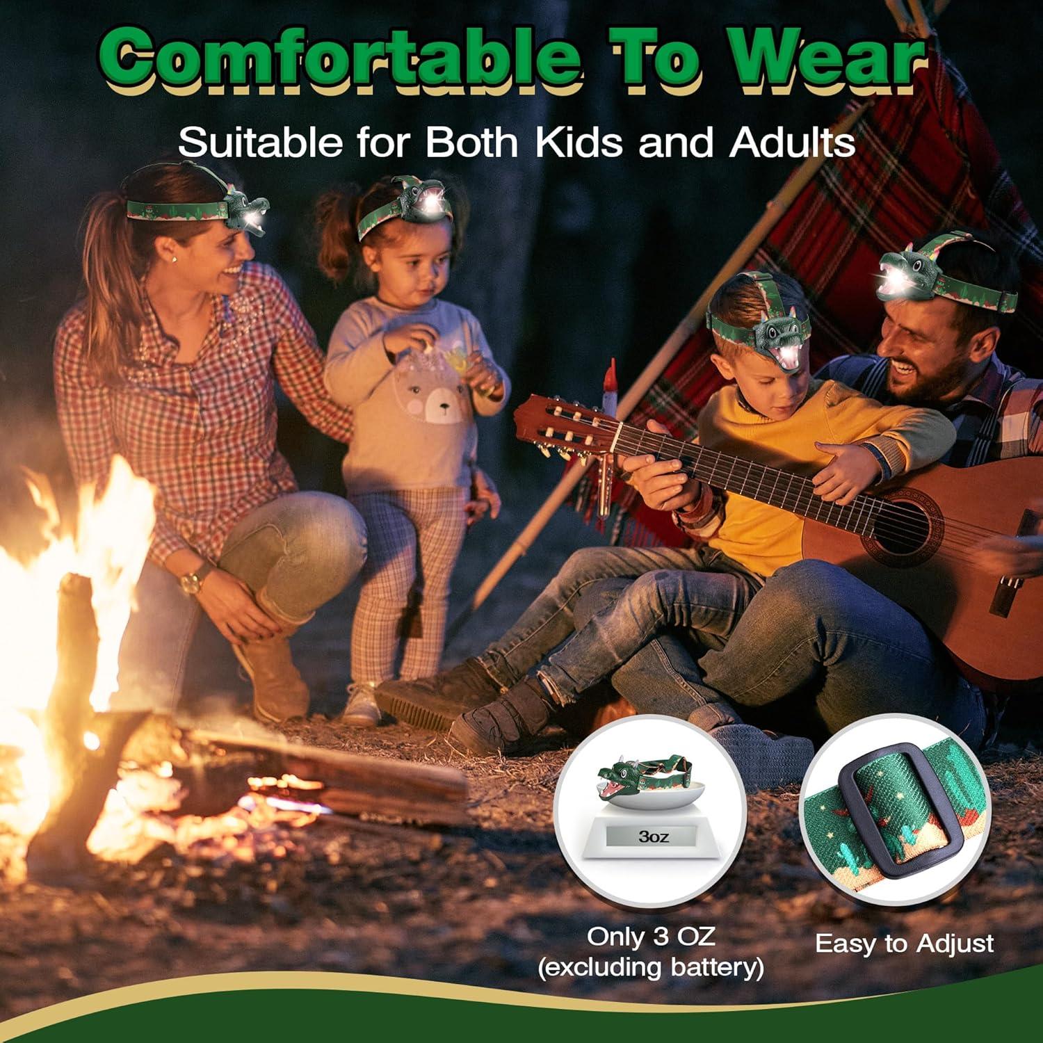 image:imageEverBrite Dinosaur LED Headlamp TRex Head Lamp with Roar amp Silent Mode Batteries Included HandsFree Headlight for Camping Hiking Night Walking Costume amp Outdoor UseDRAGON