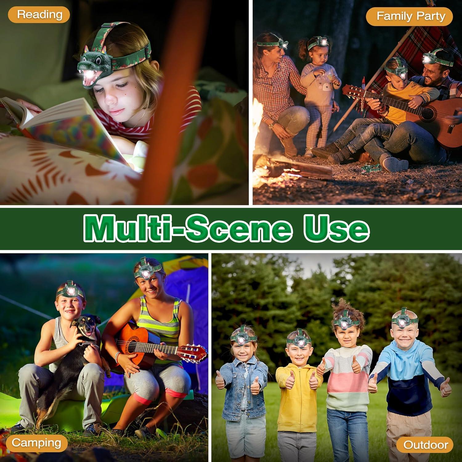 image:imageEverBrite Dinosaur LED Headlamp TRex Head Lamp with Roar amp Silent Mode Batteries Included HandsFree Headlight for Camping Hiking Night Walking Costume amp Outdoor UseDRAGON