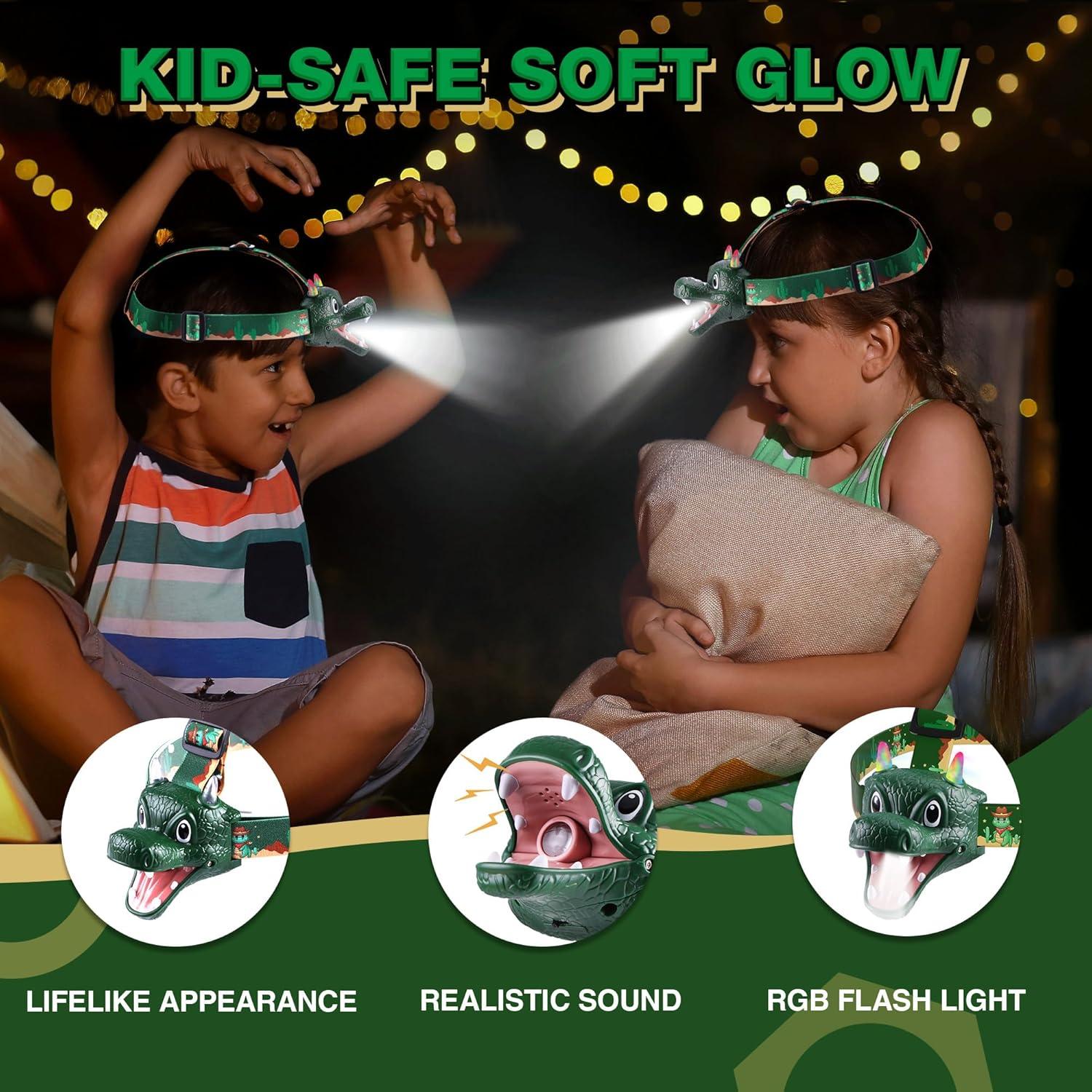 image:imageEverBrite Dinosaur LED Headlamp TRex Head Lamp with Roar amp Silent Mode Batteries Included HandsFree Headlight for Camping Hiking Night Walking Costume amp Outdoor UseDRAGON