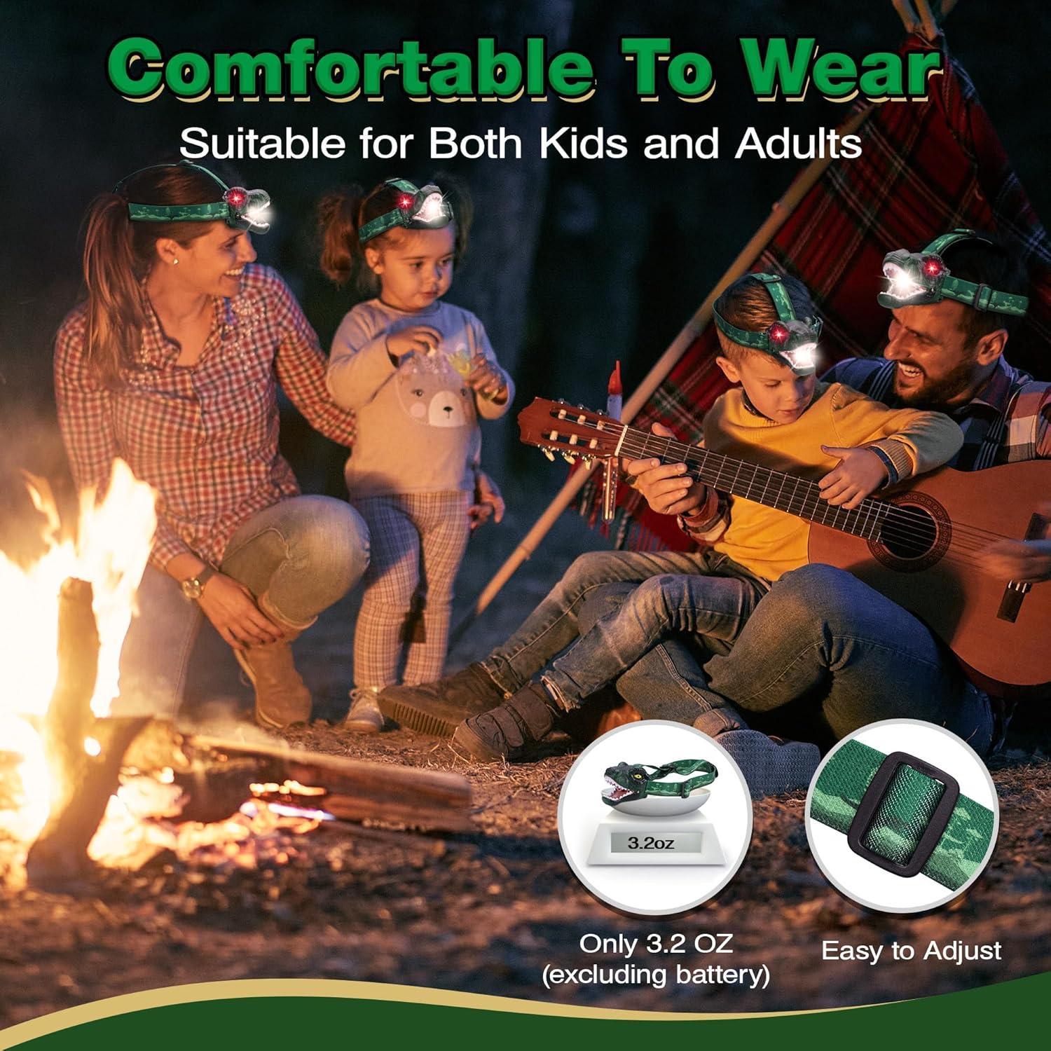 image:imageEverBrite Dinosaur LED Headlamp TRex Head Lamp with Roar amp Silent Mode Batteries Included HandsFree Headlight for Camping Hiking Night Walking Costume amp Outdoor UseDINOSAUR