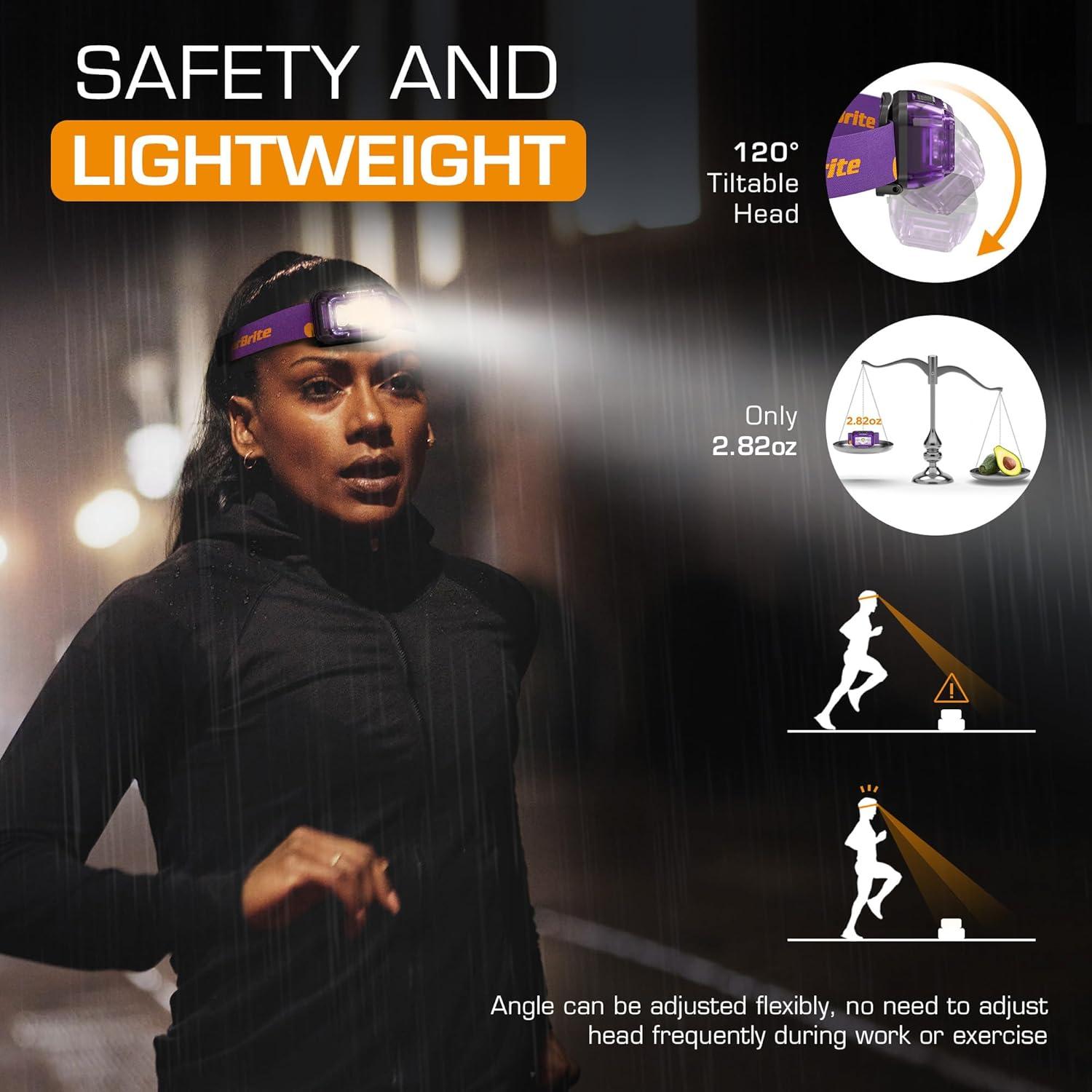 image:imageEverBrite Rechargeable Headlamp 2 Pack Kids Headlamp with WhiteRedGreen Light and Memory Function Head Lamp for Adult and Kid with 5 Modes 120 Adjustable LED Headlamp for Camping RunningPinkDeep Purple